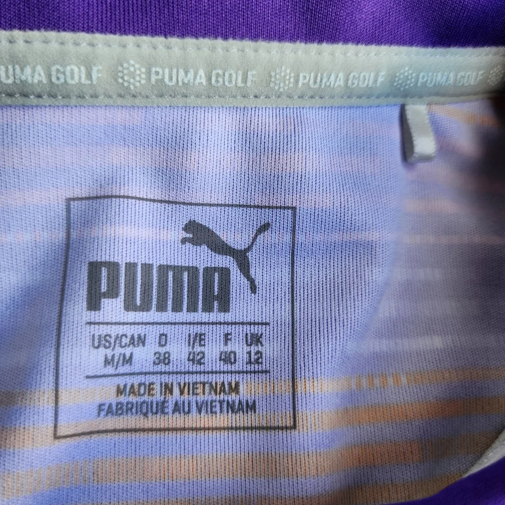 Puma Golf Sleeveless Polo Shirt Purple Striped Athletic DryCELL Top Womens Sz M - Picture 13 of 14